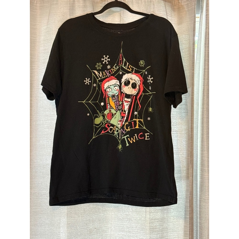 Disney Nightmare Before Christmas Jack Sally Scaring It Twice T-Shirt Small BK